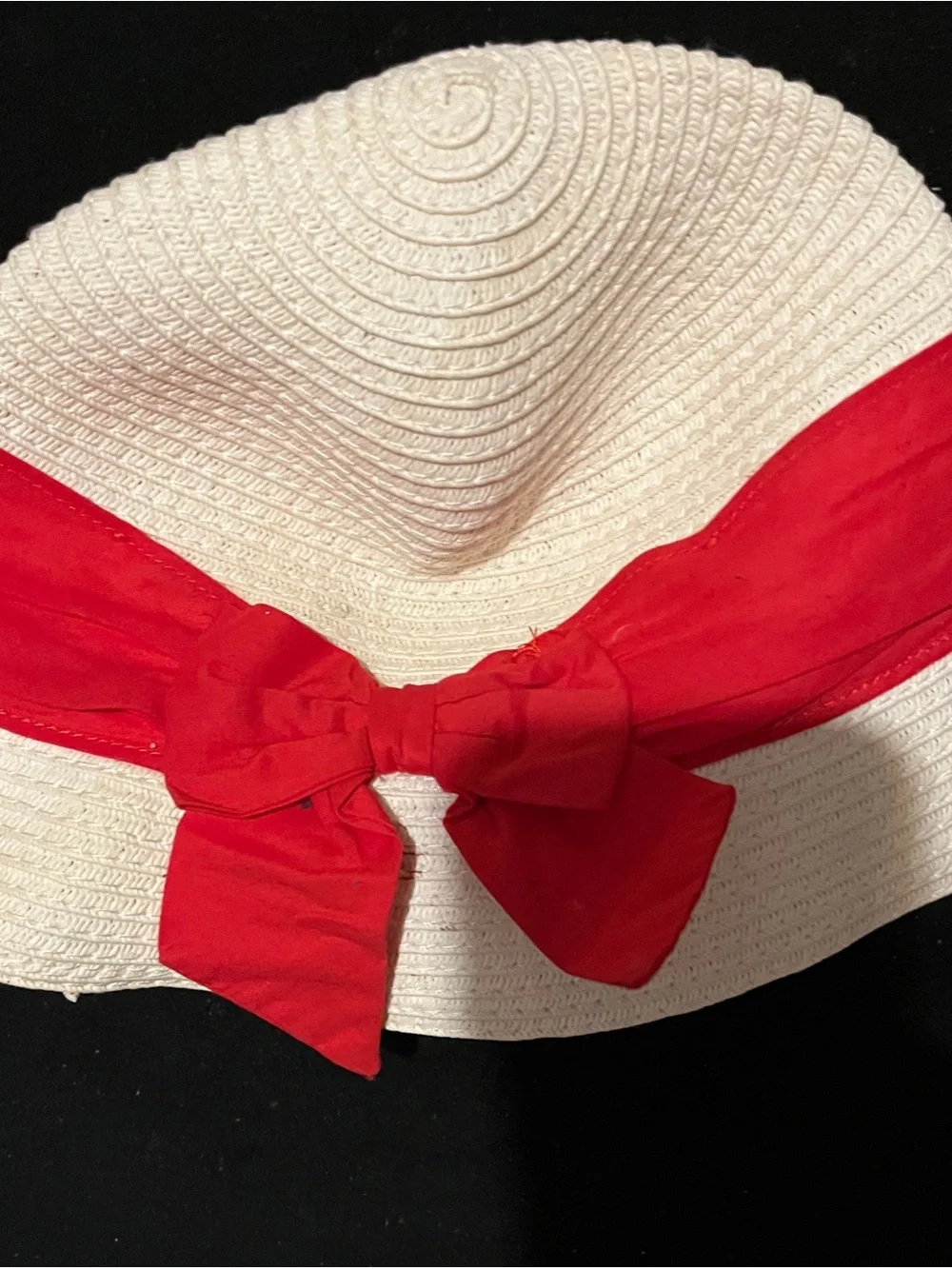 Janie and Jack Baby Toddler White Sun Hat Red Bow 12-24 Months Holiday